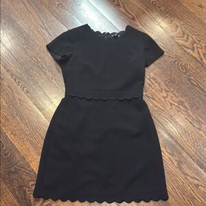 Club Monaco Black Scalloped Mini Dress